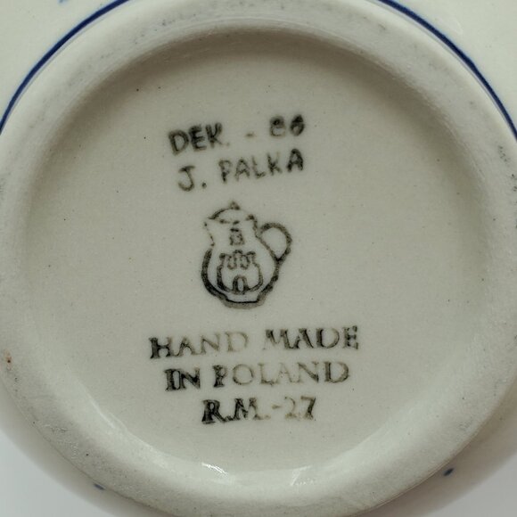 Polish Pottery Dotted Violet Bubble Mug Blue Flowers & Dots Round Mug - Picture 8 of 8